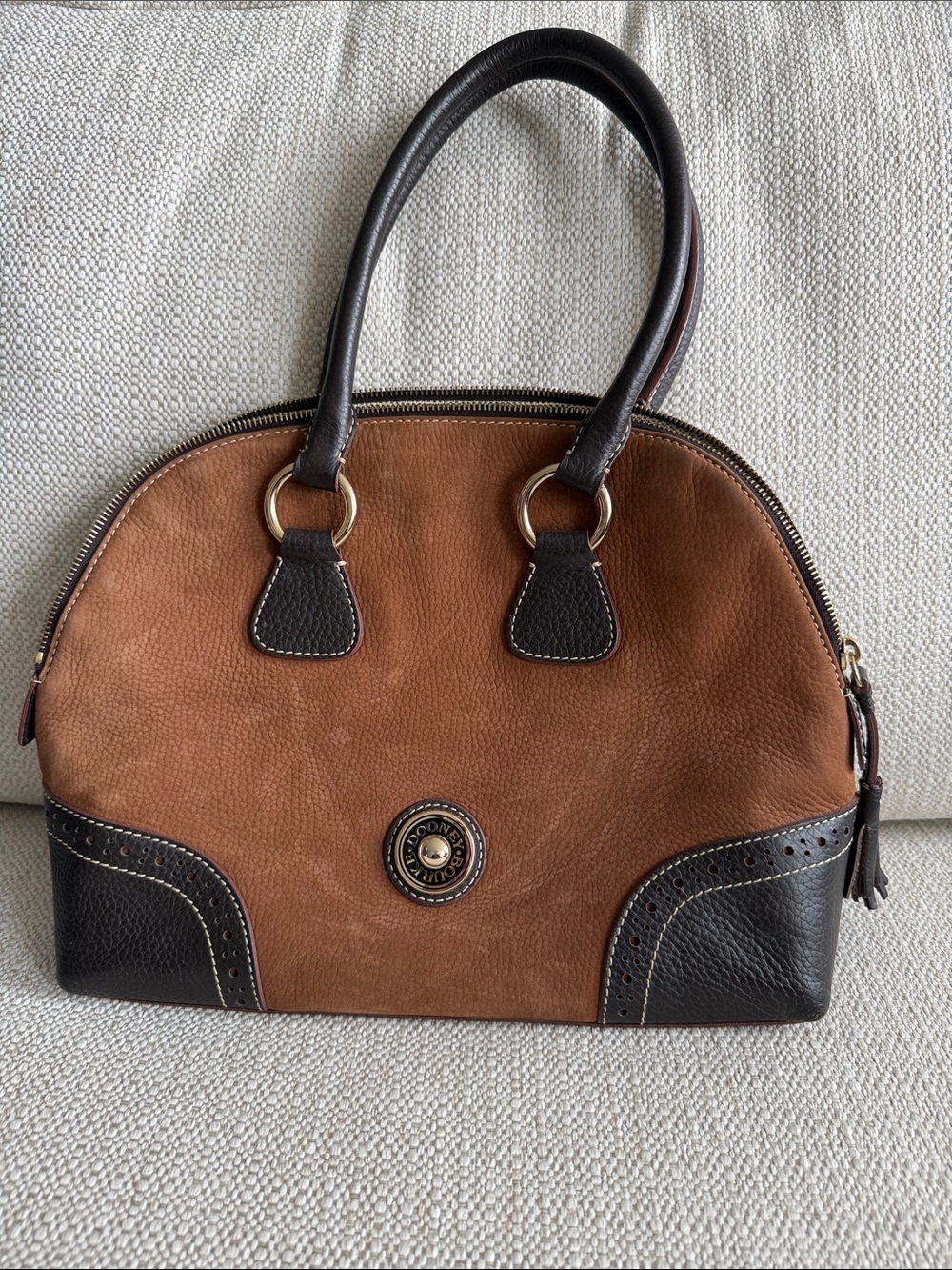 Dooney & Bourke Two-Tone Brown Suede snd Leather Bag